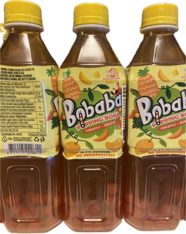 MADAM HONG Bobaba Pineapple+Mango Bubble Tea500ml.